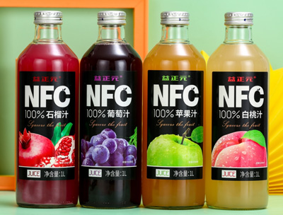 益正元100%NFC果汁玻璃瓶1L装餐饮演习渠道招商