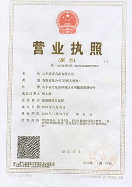 山东爱多食品有限公司营业执照